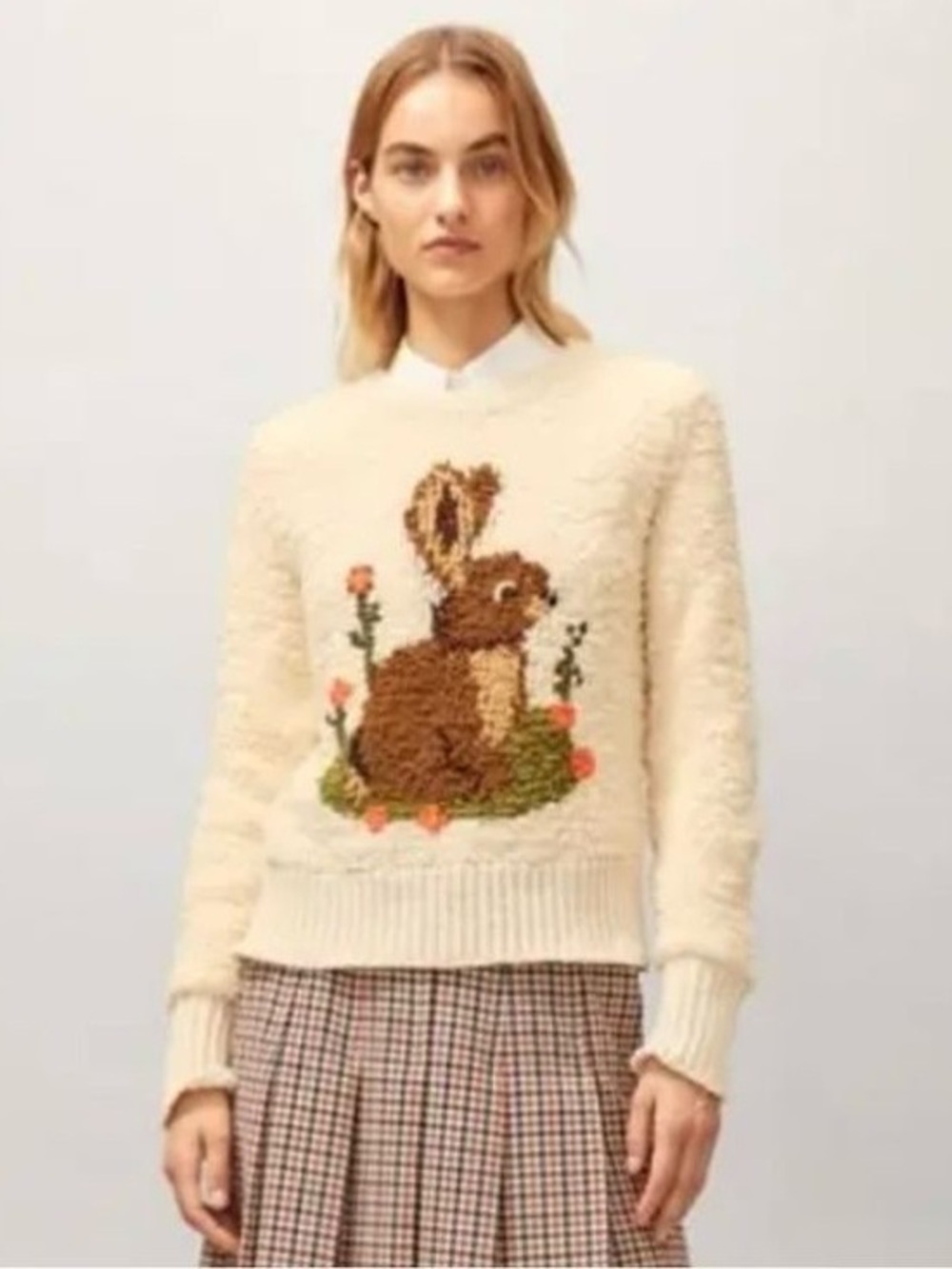 Tory Burch Bunny Intarsia Sweater Pullover Small Petite